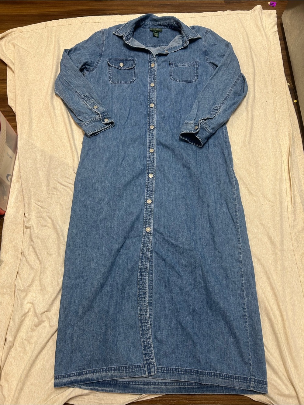 Vintage Lauren Ralph Lauren Long Sleeve Denim Shirt Dress Maxi Modest Fall - Picture 1 of 11